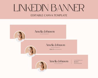 Banner de LinkedIn, fondo de LinkedIn, portada rosa de LinkedIn, marca personal, plantilla de Canva para LinkedIn, encabezado de perfil de LinkedIn