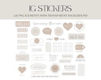 Instagram Story Stickers | 170 Cozy Neutral PNGs | Beige Aesthetic IG Stickers | Digital Stickers for Content Creators - CH01