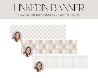 LinkedIn banner, Beige LinkedIn Background, Cozy LinkedIn Header, Personal Branding, PNG Files for LinkedIn with Checkerboard pattern - CH01