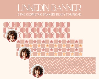 LinkedIn banner, Retro LinkedIn Background, Pink LinkedIn Header, Personal Branding, PNG Files for LinkedIn with flower pattern - RF01
