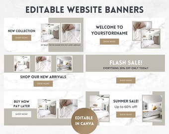 Scandi Website Banner Temaplate, Canva Web Banner, DIY Web Banner, Boutique Banner, Website Branding