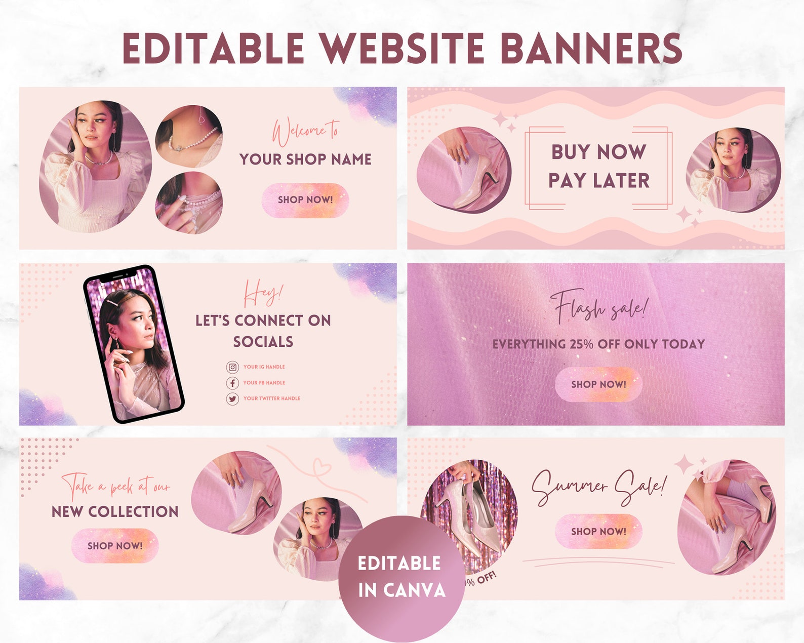 Purple Glam Website Banner, Web Banner Template in Canva, DIY Web ...