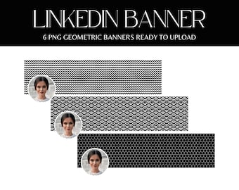 LinkedIn banner, Black and White LinkedIn Background, Geometric LinkedIn Header, Personal Branding, PNG Files for LinkedIn - BW01