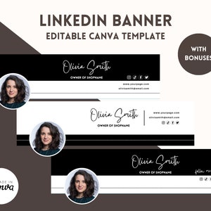 Linkedin banner, LinkedIn Background, Black and White Linkedin Header, Personal Branding, Linkedin Canva Template