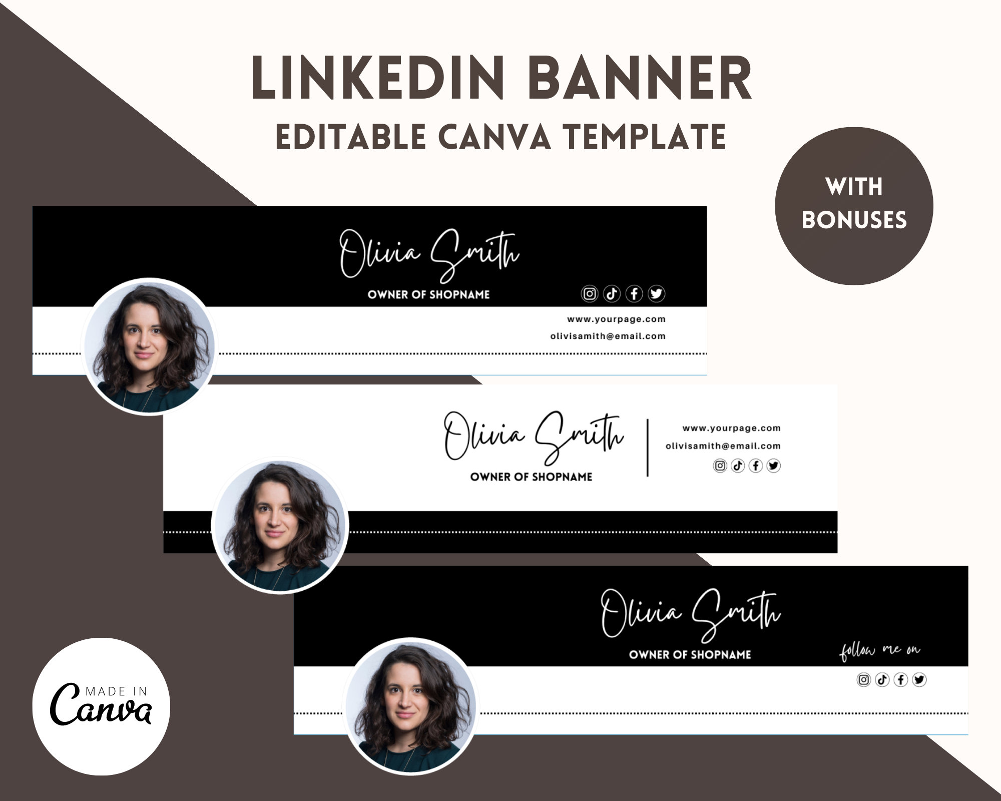 Linkedin Banner, Linkedin Background, Black and White Linkedin Header