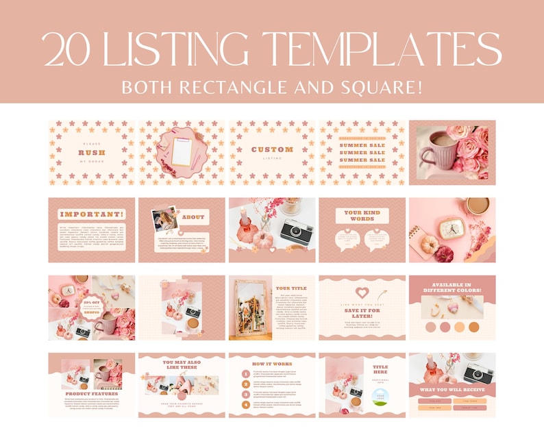 Pink Retro Etsy Shop Banner Kit | Canva Etsy Branding Set | Etsy ...