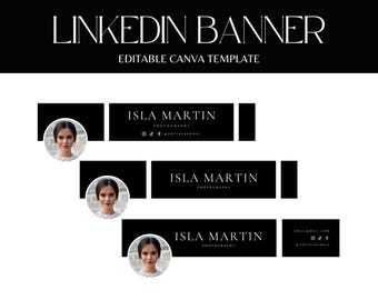 LinkedIn banner, Black and White LinkedIn Background, LinkedIn Header, Personal Branding, LinkedIn Canva Template - BW01