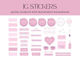 Instagram Story Stickers | 184 Feminine Ethereal PNGs | Pink Aesthetic Insta Stickers | Digital Stickers for IG Stories - PP01