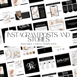 Black and White Instagram Templates • Canva Post & Story Bundle • Elegant Editable Social Media Kit for Entrepreneurs - BW01