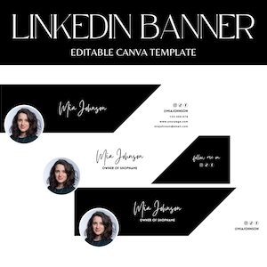 Banner de LinkedIn, fondo de LinkedIn, encabezado de LinkedIn en blanco y negro, marca personal, plantilla de Canva para LinkedIn, encabezado geométrico de LinkedIn