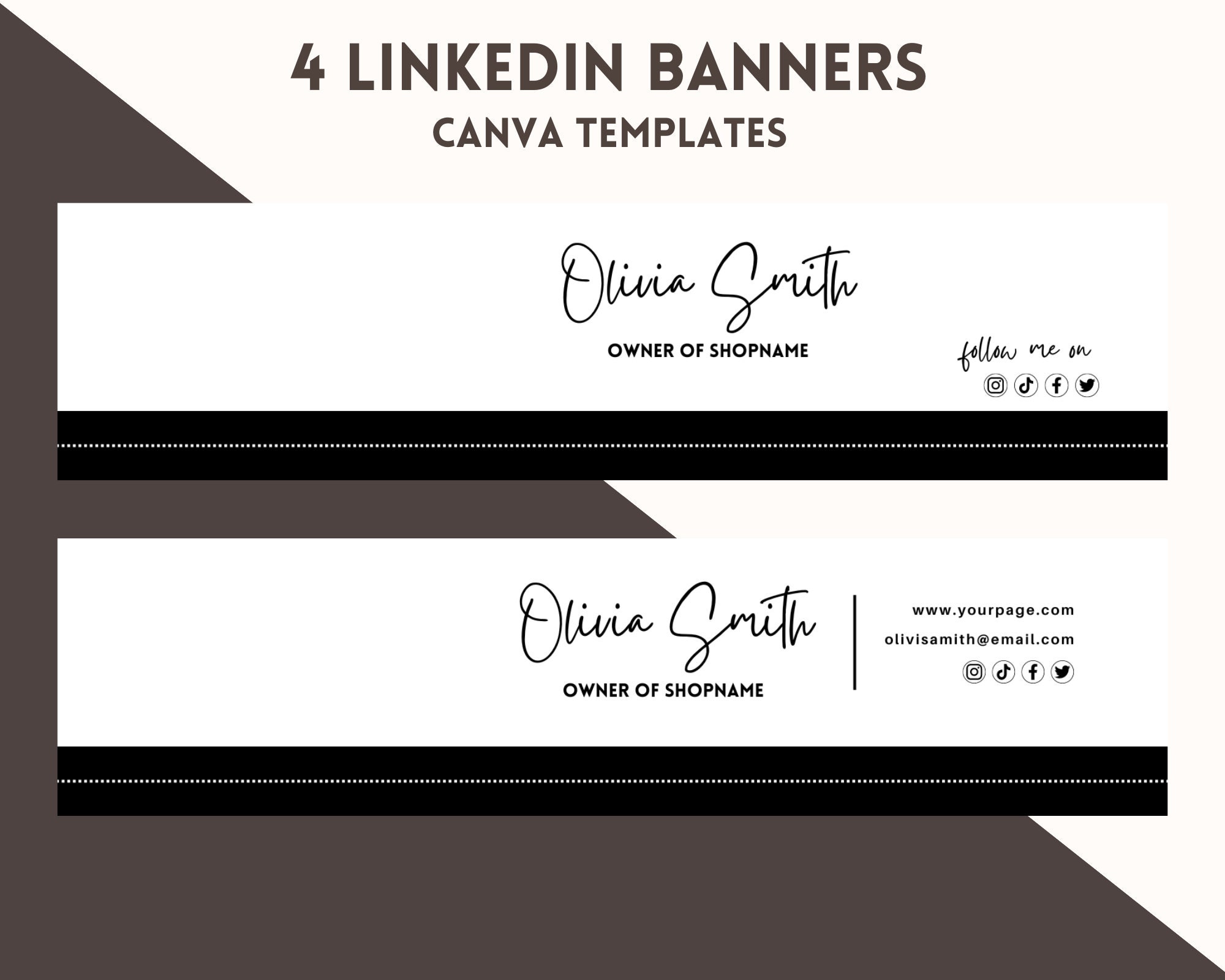 Linkedin Banner, Linkedin Background, Black and White Linkedin Header