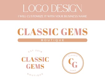 Retro Peach Logo Set, Colorful Vintage Logo Design, Premade Branding Kit, Fun Personalized Logo for Small Business - RF01