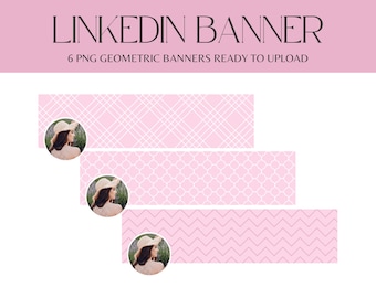 LinkedIn banner, Pink LinkedIn Background, LinkedIn Header, Personal Branding, PNG Files for LinkedIn with geometric pattern - PP01