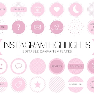 Instagram Highlight Covers Pink, Editable Canva Template for IG, Feminine Instagram Highlights, Coquette Covers for Instagram Stories - PP01