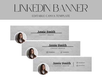 Bannière Linkedin, arrière-plan LinkedIn moderne, couverture Linkedin grise, image de marque personnelle, modèle Canva