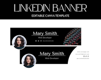 Linkedin banner, LinkedIn Background, Black Linkedin Header, Personal Branding, Linkedin Canva Template, Tech LinkedIn Header