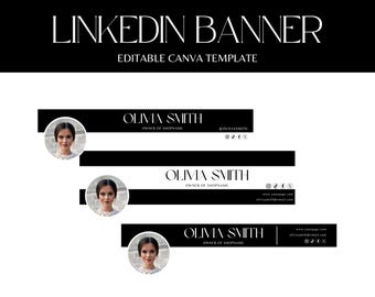 Linkedin banner, LinkedIn Background, Black and White Linkedin Header, Personal Branding, Linkedin Canva Template, Modern LinkedIn Header