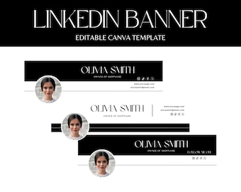 Bannière Linkedin, arrière-plan LinkedIn, en-tête Linkedin noir et blanc, image de marque personnelle, modèle Linkedin Canva, en-tête LinkedIn élégant