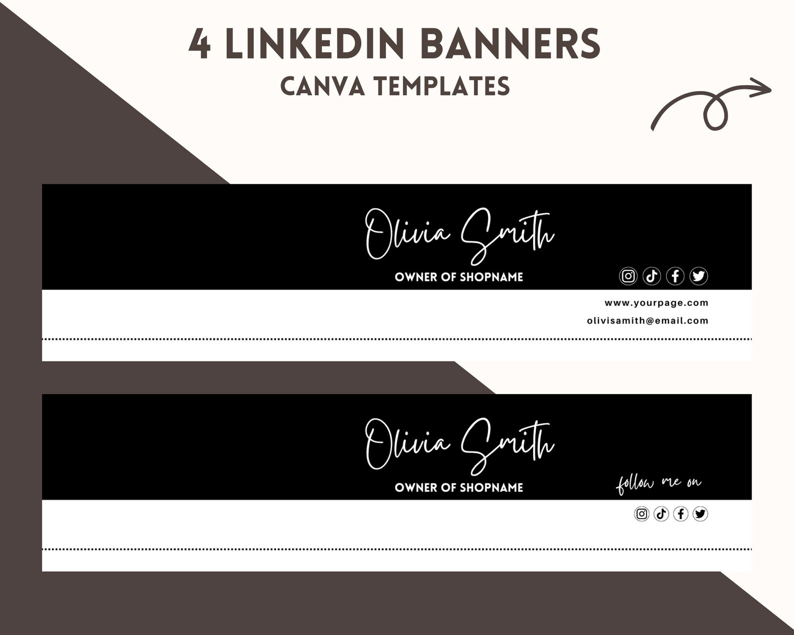 Linkedin Banner, Linkedin Background, Black and White Linkedin Header