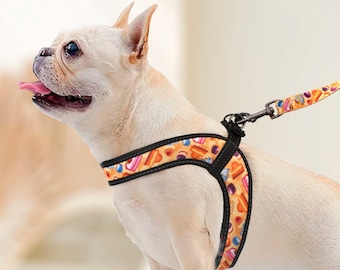 Sweet Dog Harness for Small Medium Large Breeds, Adjustable Reflective Pet Harness, Girl Dog Harness Boy, Soft Mesh Dog Harness with Print