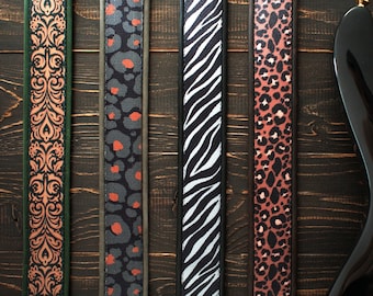 Pasek do gitary Animal Print, skórzany pasek do gitary akustycznej, elektrycznej, basowej, miękki pasek do gitary personalizowany, niestandardowy pasek dla gitarzysty