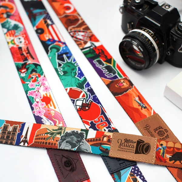 Soft Camera Strap with Different Patterns, Neck Shoulder Camera Strap, Adjustable Camera Sling Strap for Nikon Canon Sony DSLR Camera