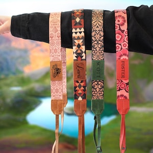 Personalized Camera Strap - 4 Unique Patterns, Universal Camera Strap Customized, Adjustable Camera Straps for Men, Canon Nikon Camera Strap