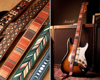 Custom Guitar Strap - 5 Different Design Available, Leather Guitar Straps, Personalized Anniversary Gift for Boyfriend, Guitar Accessories