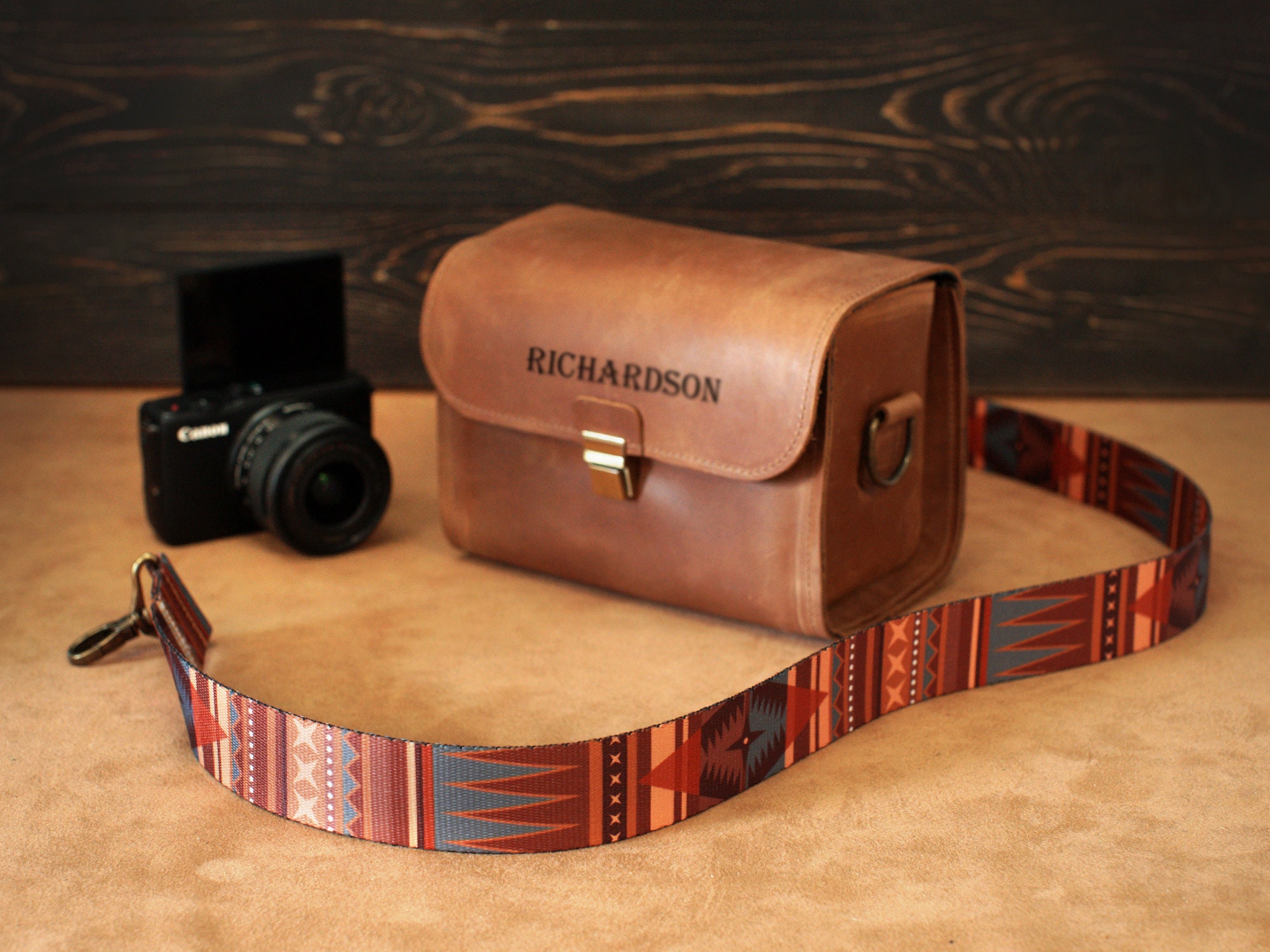Sac Bandoulière Vintage En Cuir Véritable Marron Pour Appareil Photo, Rembourré, Fait Main