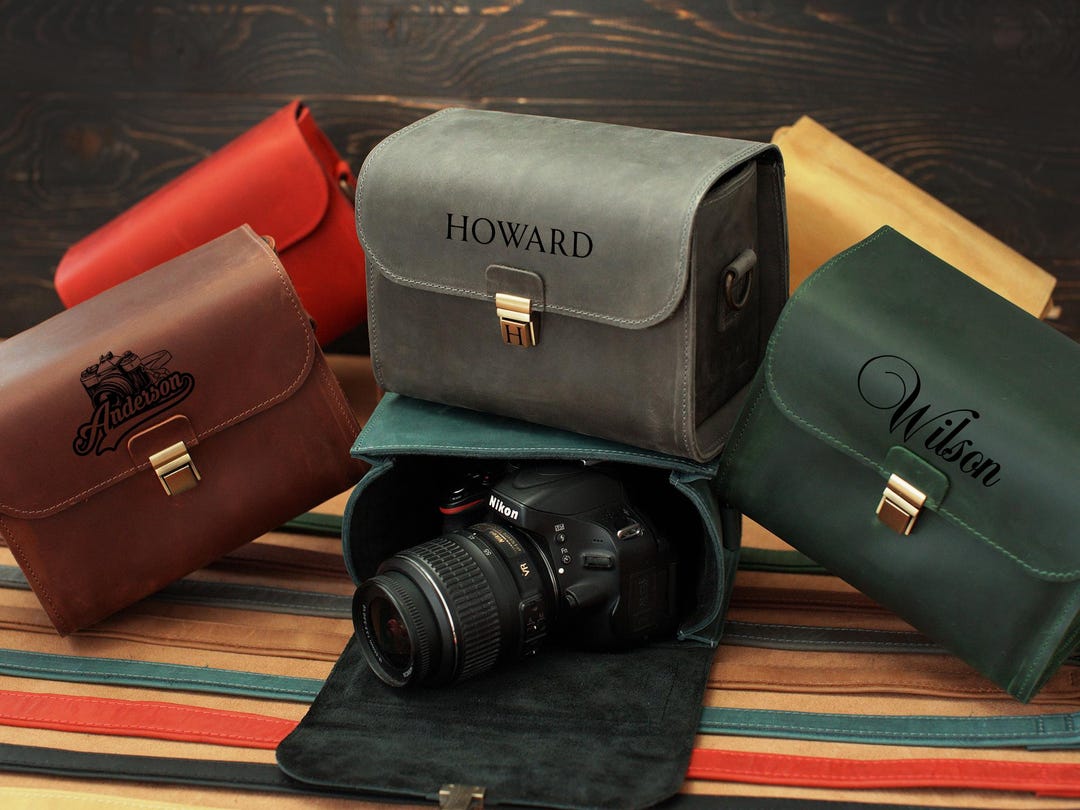Buy Custom Leather Camera Bag Vintage Colors Available, Personalized  Protect Case for DSLR Mirrorless Camera, Engraved Camera Organizer Case