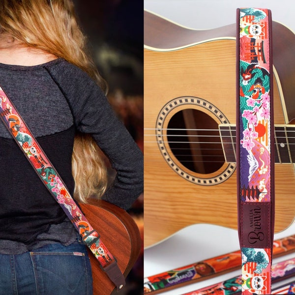 Personalized Guitar Strap, Soft Padded Leather Guitar Strap, Acoustic Bass Electric Guitar Straps, Guitar Accessories, Gifts for Musician