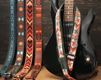 Personalized Leather Guitar Strap - 5 Unique Designs, Custom Soft Guitar Strap for Men, Adjustable Guitar Straps for Him, Gift for Farther