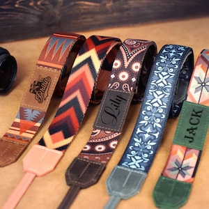 Personalized Camera Strap with Leather Part, Custom Camera Straps for DSLR, Sony, Canon, Nikon & Mirrorless Cameras, Photography Gift