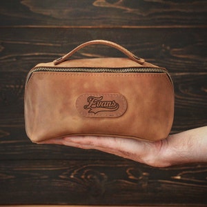 Kulturbeutel mit Gravur, Name, Logo, Initialen, geräumiger Reise-Kosmetik-Organizer, personalisierte Kulturtasche, Kulturbeutel für Herren