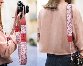 Wildflowers Camera Strap for Her, Custom Camera Strap with Floral Pattern, Canon Nikon Sony Camera Straps, Camera Accessories for Women