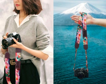 Cinghia per fotocamera con nome, tracolla per fotocamera da donna, tracolla per fotocamera, regali di viaggio personalizzati, cinghie per fotocamera DSLR, tracolla per fotocamera giapponese