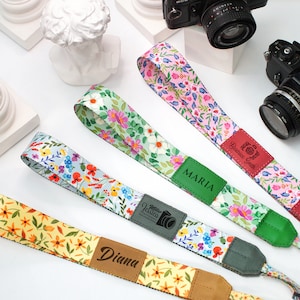Wildflowers Camera Strap for Her, Custom Camera Strap with Floral Pattern, Canon Nikon Sony Camera Straps, Camera Accessories for Women