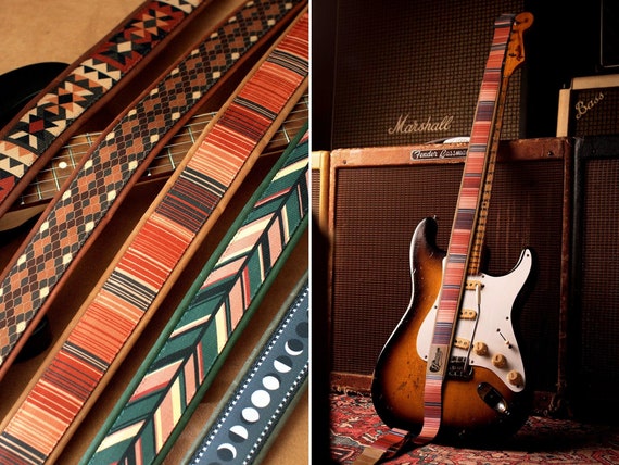 Custom Guitar Strap - 5 Different Design Available, Leather Guitar Straps, Personalized Anniversary Gift for Boyfriend, Guitar Accessories