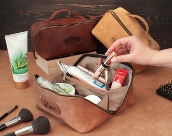 Custom Women Dopp Kit, Personalized Makeup Bag for Her, Engraved Cosmetic Bag, Birthday Gifts for Women, Cute Toiletry Bag, Gift for Her