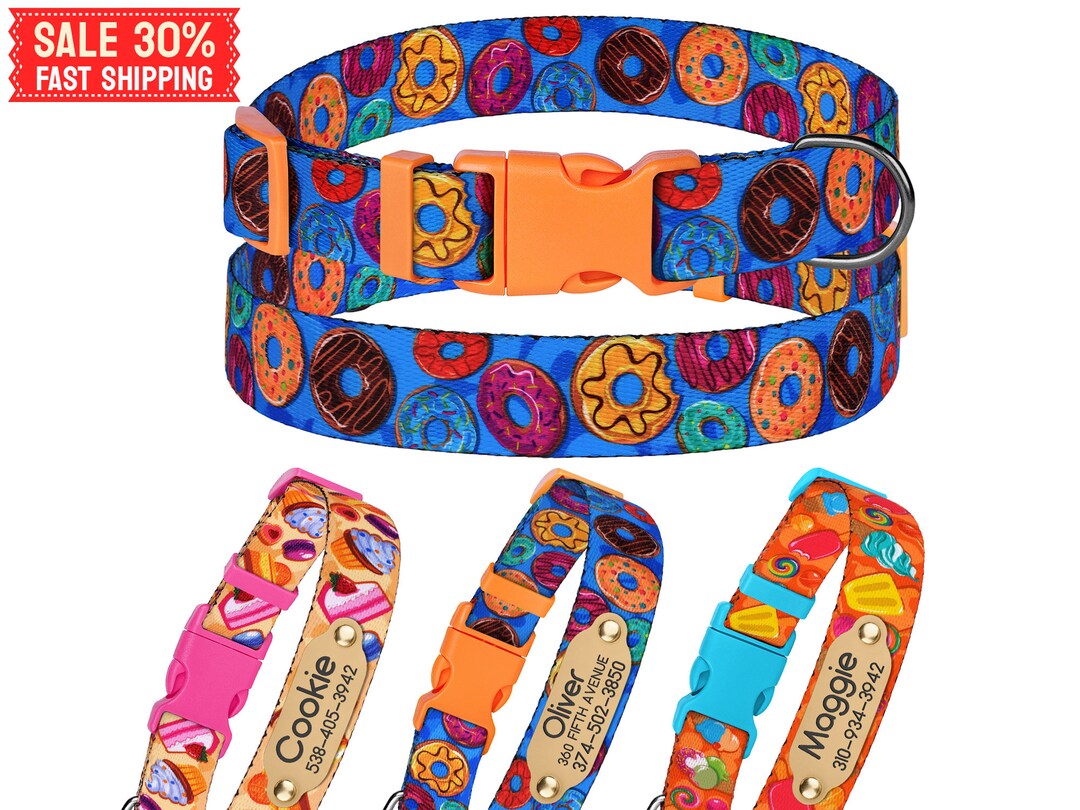 Donut Dog Collar With Name Plate Cupcake Dog Collar Boy Etsy