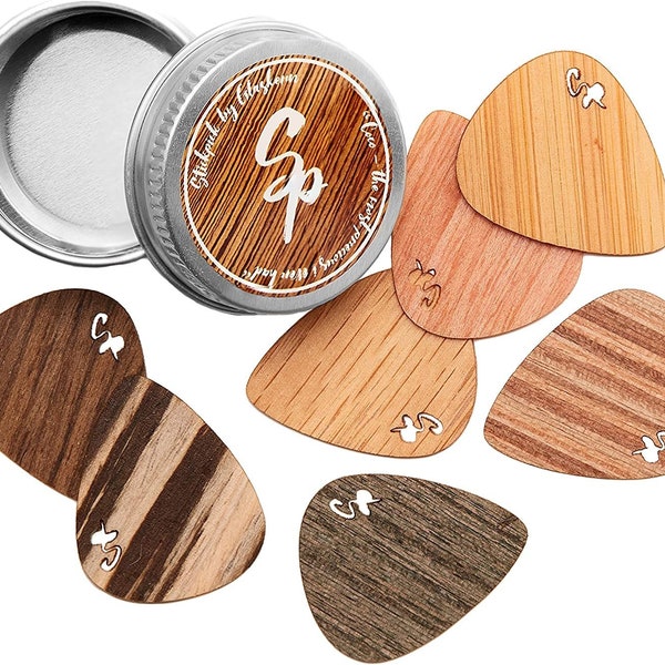 Stick pick | Set of 7 flexible guitar picks made of real wood | In various strengths | handmade in Germany