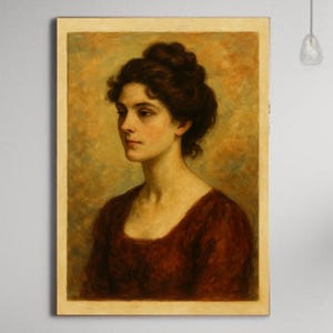 Vintage Oil Portrait of a Lady | Classical Wall Art | Victorian-Inspired Fine Art Print | Romantic Woman Portrait | Home Decor