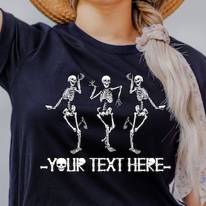 Skeleton Dancing Halloween Tee Shirt, Skeleton Tee, Vintage Skeleton Halloween Shirt, Skeleton Dance Shirt, Customizable Halloween T-Shirt