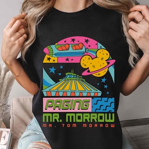 Disney Space Mountain Tomorrowland T-shirt, Paging Mr. Morrow Graphic Tee, Magic Kingdom Peoplemover 2025 Gift, Disneyland Family Trip