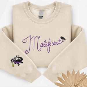 Embroidered Maleficent Dragon Sweatshirt, Sleeping Beauty Witch Disney Villains Embroidery Shirt, Mistress of Evil, WDW Disneyland Trip