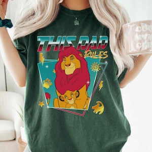 Retro 90s Mufasa Simba This Dad Rules Shirt, Disney The Lion King Dad and Son Tee, Father&#39;s Day Gift For Dad, Disneyland Family Trip 2025