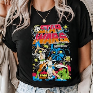 Vintage Y2K Star Wars Han Solo Leia Calrissian Comfort Colors Shirt, May The Force Be With You Washed Tee, Star Wars Day, Galaxy&#39;s Edge