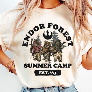 Retro Ewoks Endor Forest Summer Camp &#39;83 Comfort Colors Shirt, Endor Forest Washed T-shirt, Disney Star Wars Shirts, Galaxy&#39;s Edge Trip