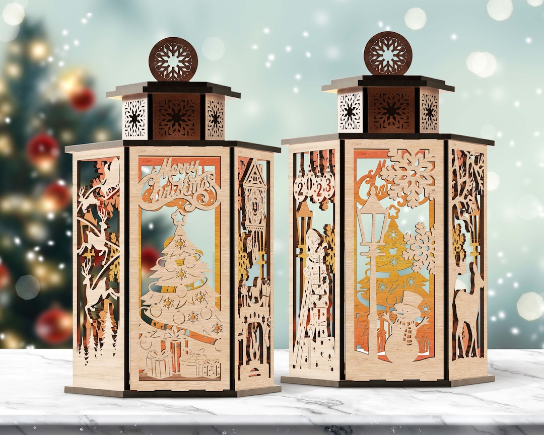 Weihnachten Laser Cut Weihnachten Laterne Tisch Kerzenhalter Etsy.de