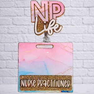 NP Life Pink, Blue and Gold Marble Badge Reel